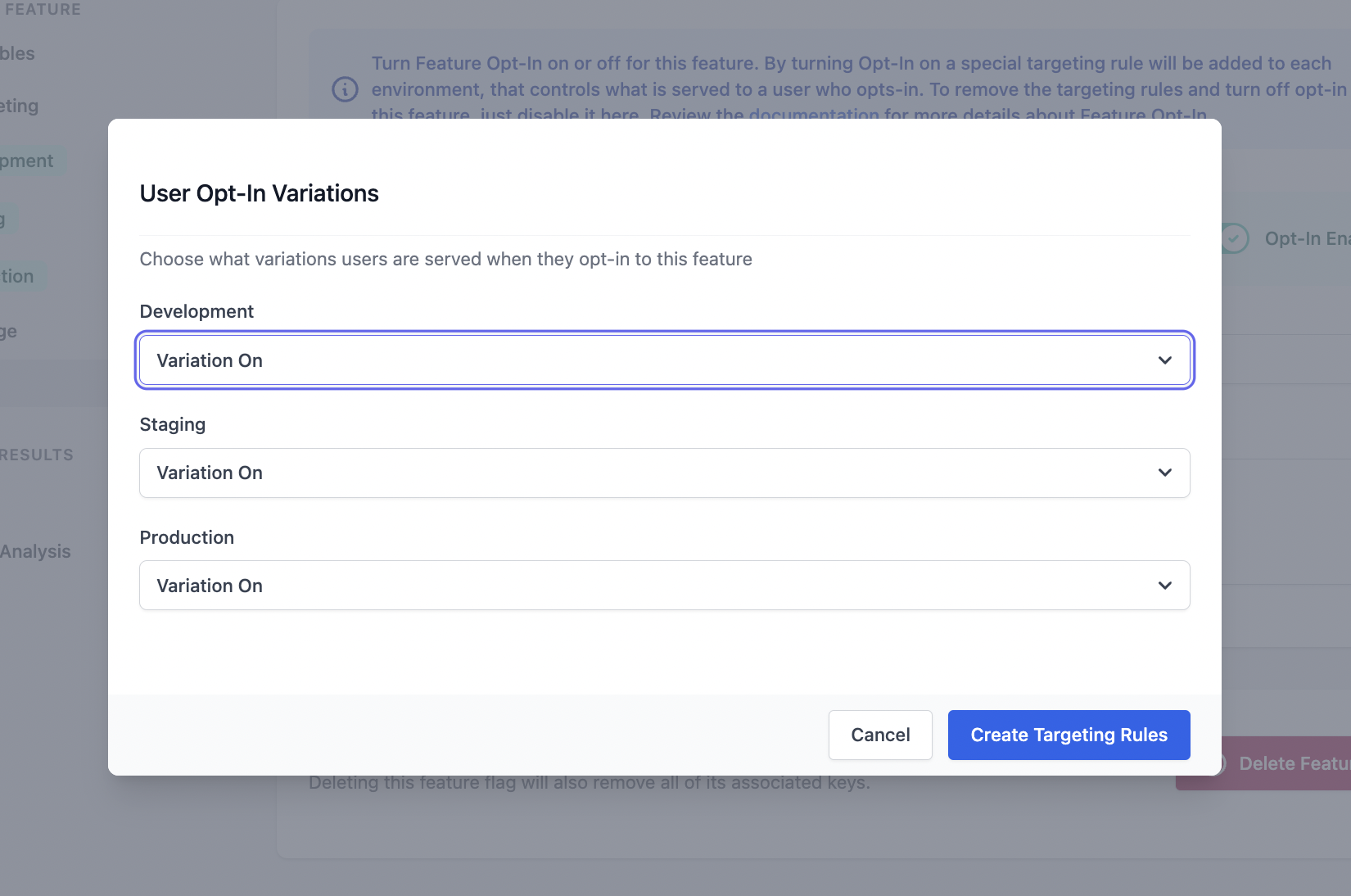 Selecting Opt-In Variations